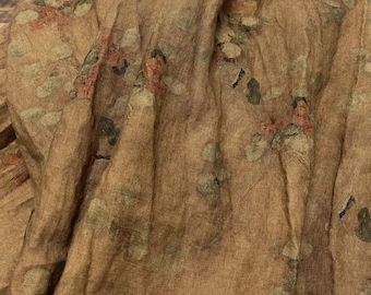 Print floral linen fabric by the yard