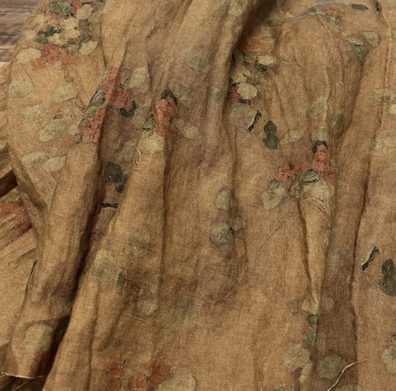 Print floral linen fabric by the yard