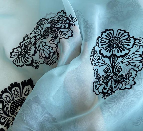 Flocking Organza silk fabric by the yard