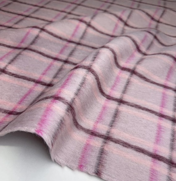 Double Faced Plaid Alpaca Wool fabric by the yard