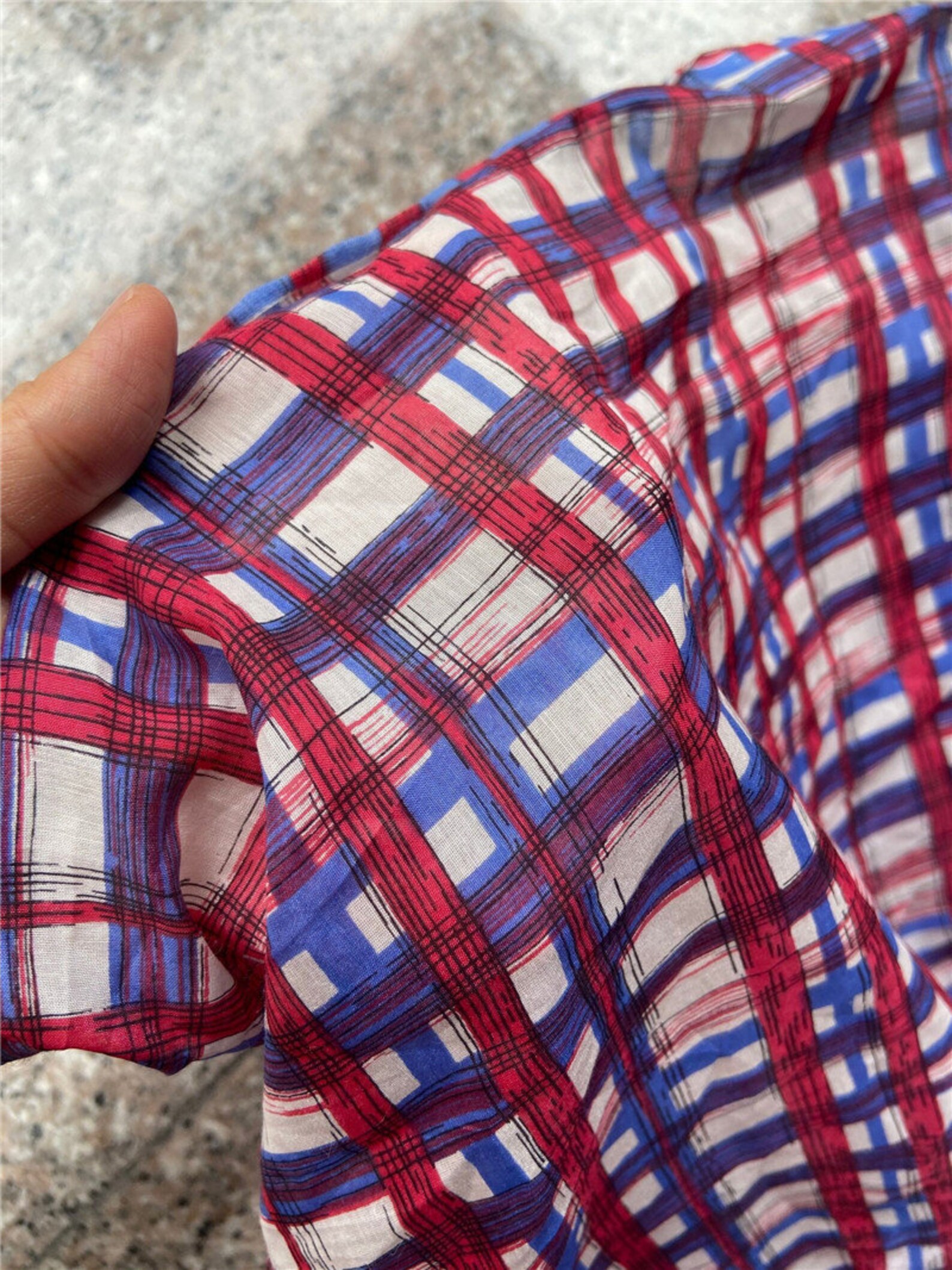 Plaid silk cotton fabric by the yard Etsy