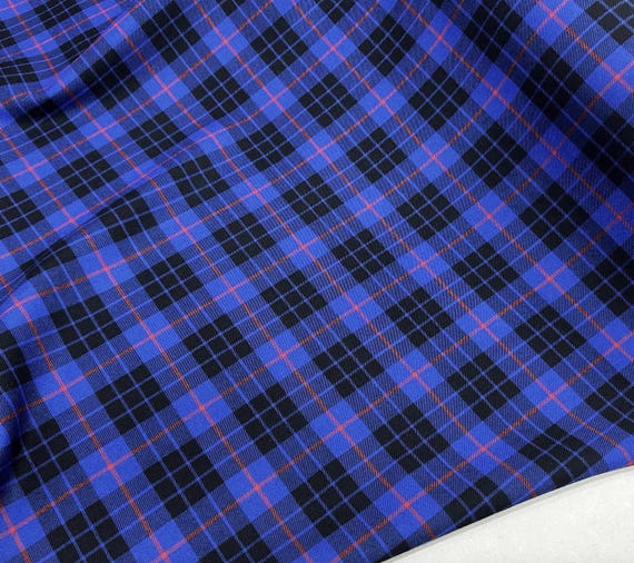 Plaid worsted wool fabric by the yard