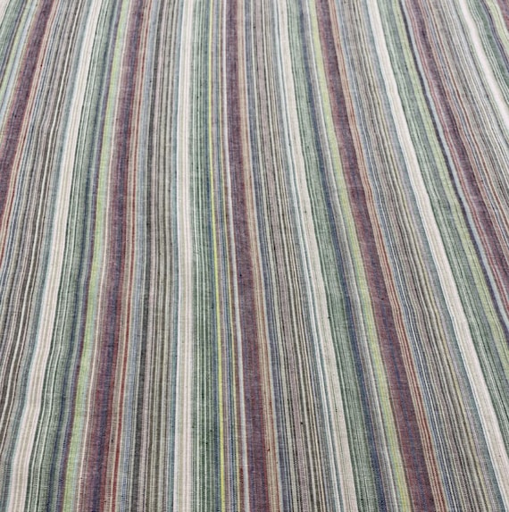 Colorful Yarn dyed striped linen fabric by the yard