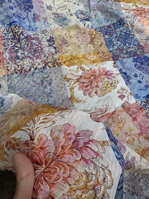 Print Silk linen fabric by the yard