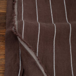 Striped linen fabric by the yard
