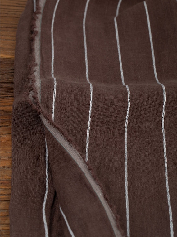 Striped linen fabric by the yard
