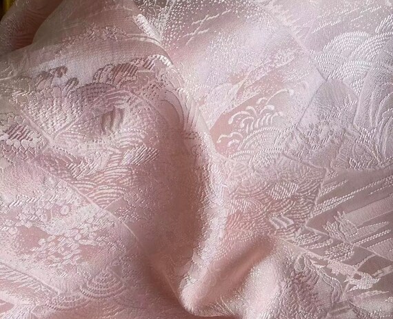 Jacquard embossed silk fabric by the yard in pink