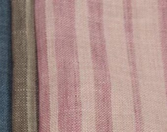 Striped linen fabric by the yard