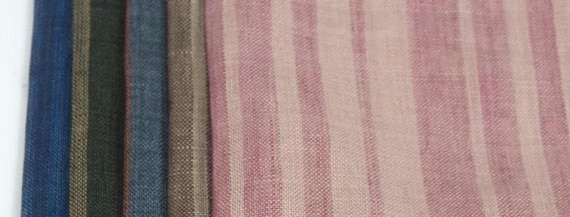 Striped linen fabric by the yard