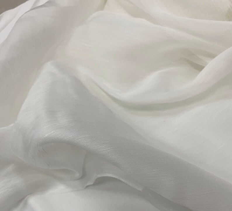 Cream/white silk linen fabric by the yard Etsy