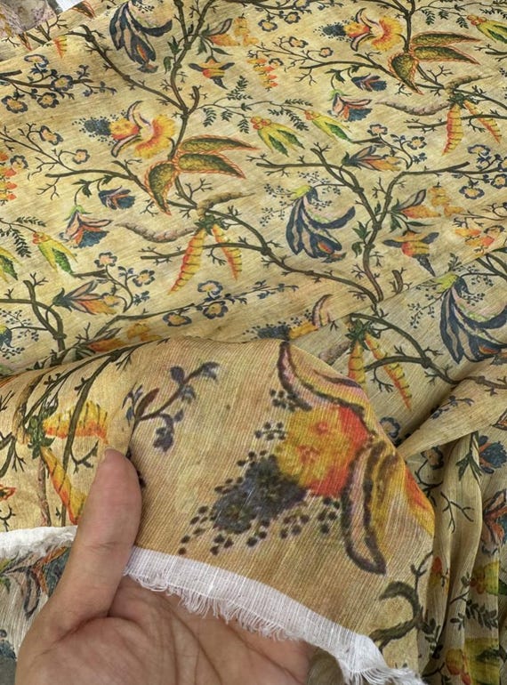 Print Silk linen fabric by the yard