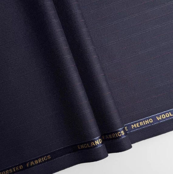 Striped Herringbone Worsted wool fabric by the yard