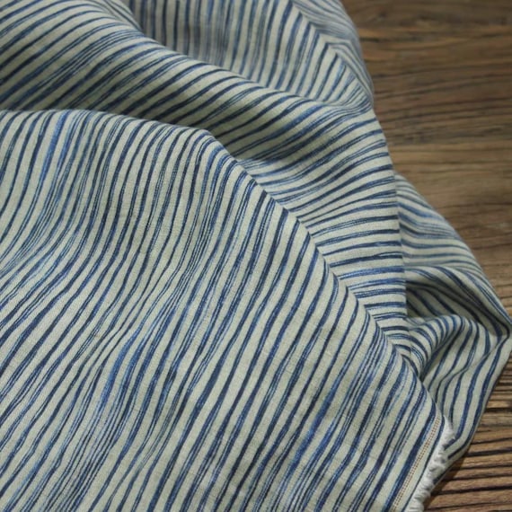 Striped Print floral linen fabric by the yard