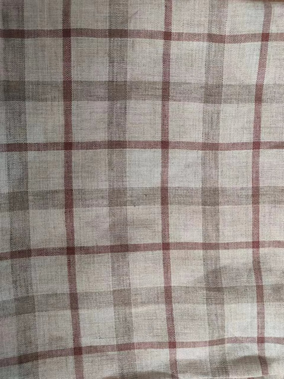 Plaid linen fabric, Grid linen fabric, Checkered linen fabric, Gingham linen fabric by the yard