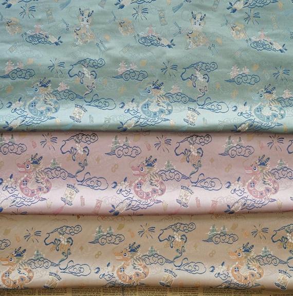 Multi Color Options Dragon Jacquard brocade fabric by the yard