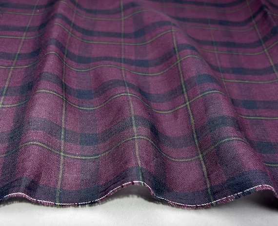 Yarn dyed linen fabric, plaid checks gingham checkered linen fabric by the yard