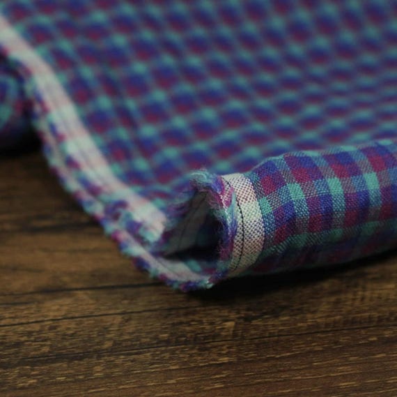Plaid Yarn dyed linen fabric by the yard