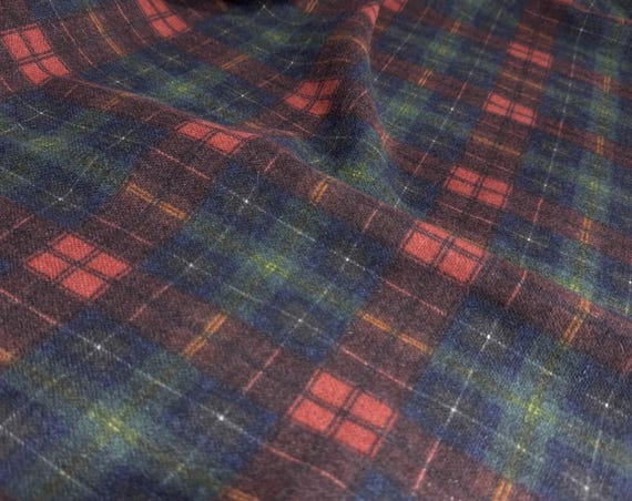 Plaid wool fabric by the yard