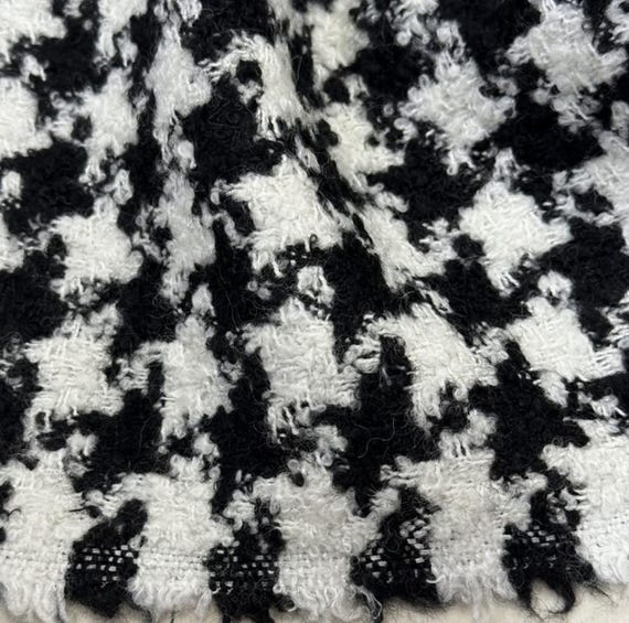 Houndstooth wool fabric by the yard