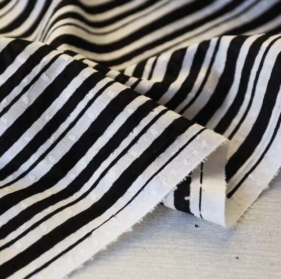 Jacquard striped cotton fabric by the yard