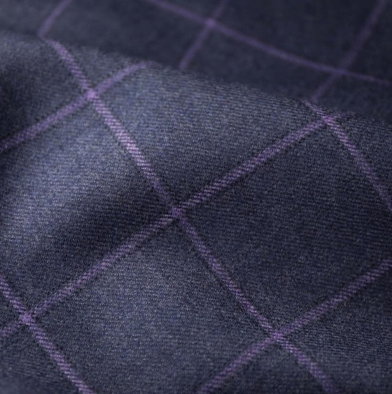 Plaid Worsted Wool fabric by the yard