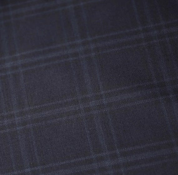 Plaid worsted wool fabric, grid gingham checkered wool fabric by the yard