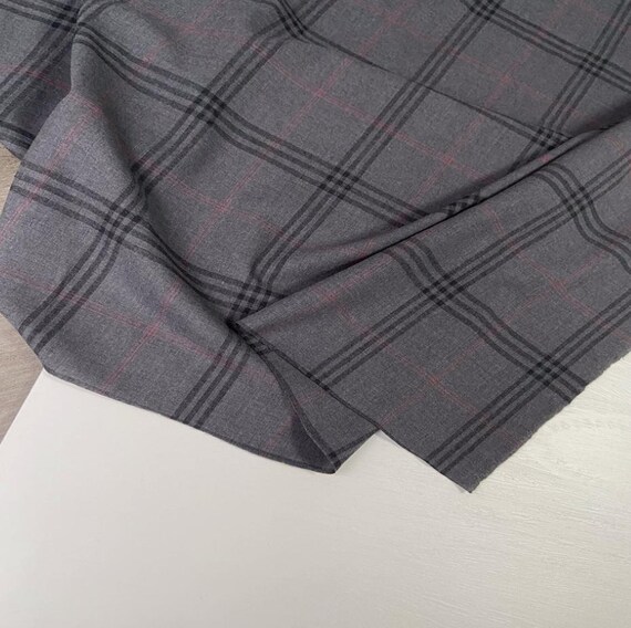 Plaid wool fabric by the yard