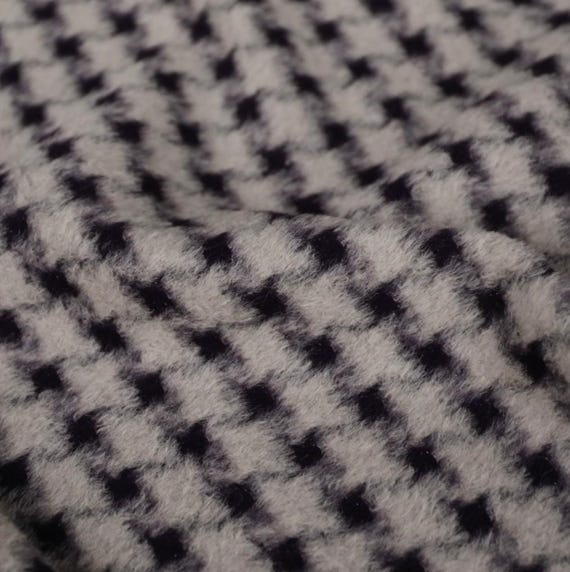 Houndstooth Alpaca Wool fabric, Metallic wool fabric by the yard