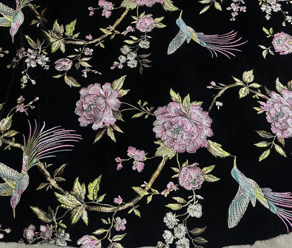 Embroidery Velvet fabric by the yard