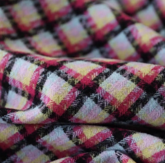Plaid wool fabric by the yard