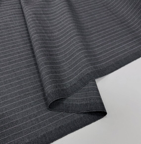 Striped Worsted Wool fabric by the yard