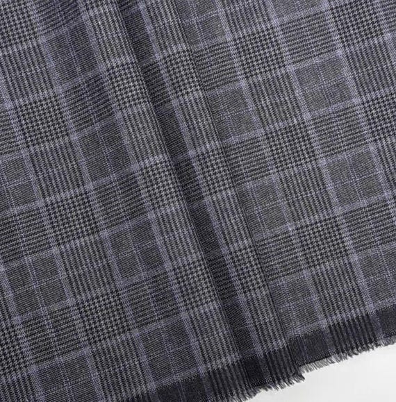Plaid Worsted Wool fabric by the yard SUITING Fabric