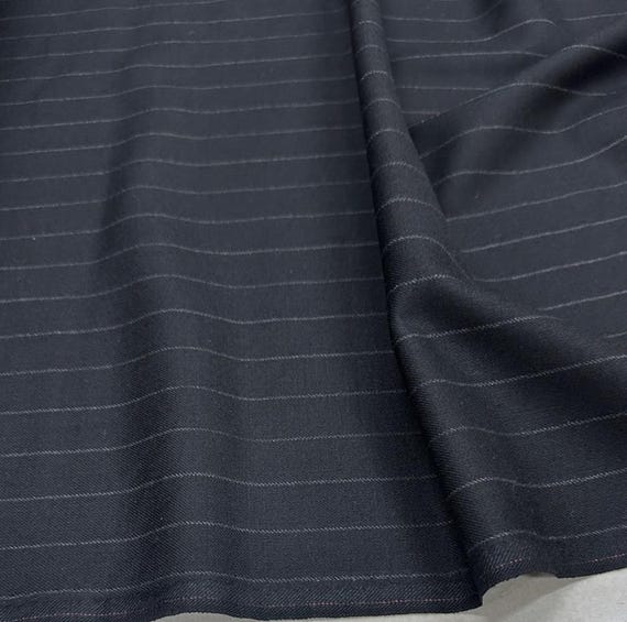 Striped Worsted wool fabric by the yard