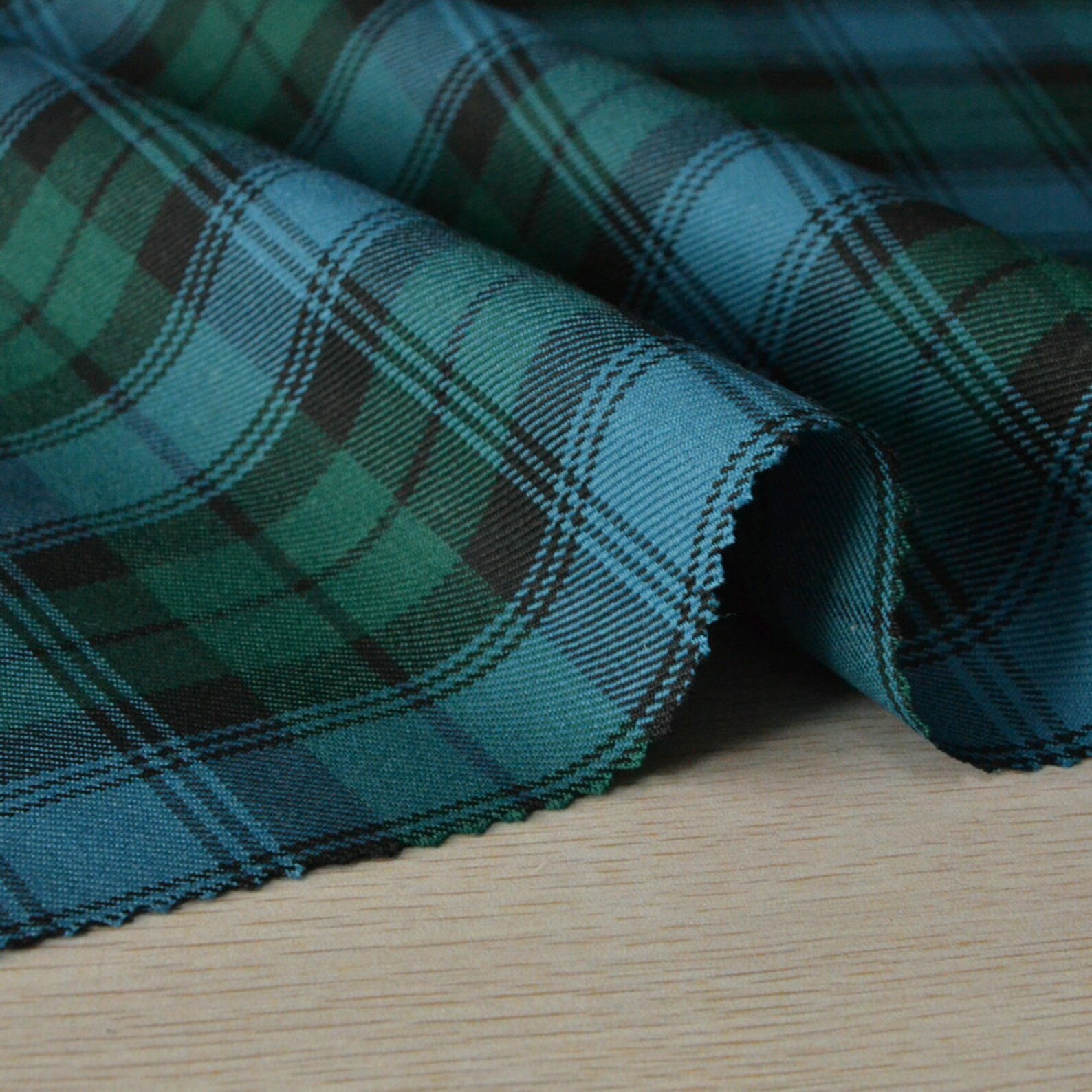 Plaid Wool fabric by the yard Etsy