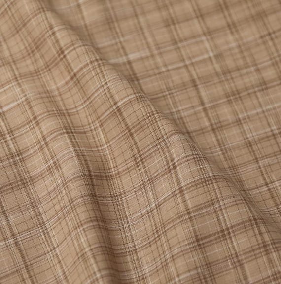 Plaid linen fabric by the yard