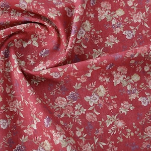 Print floral linen cotton fabric by the yard