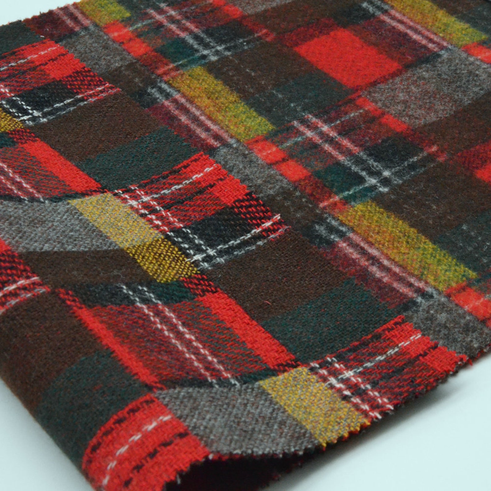 Jacquard plaid Wool fabric by the yard Etsy
