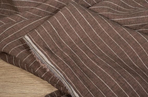 Striped linen fabric by the yard