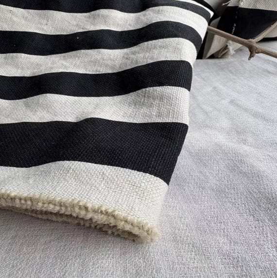 Heavy Weight striped linen fabric by the yard