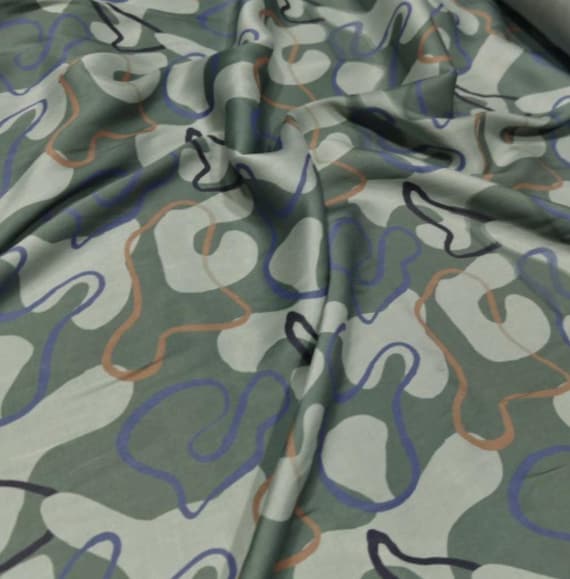 Print cupra fabric, Floral cupro fabric by the yard