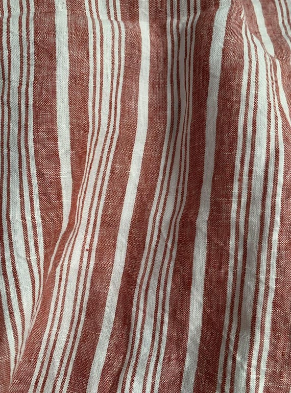 Striped linen fabric by the yard