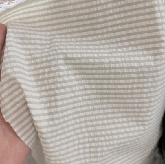 Seersucker Striped Textured cotton fabric by the yard