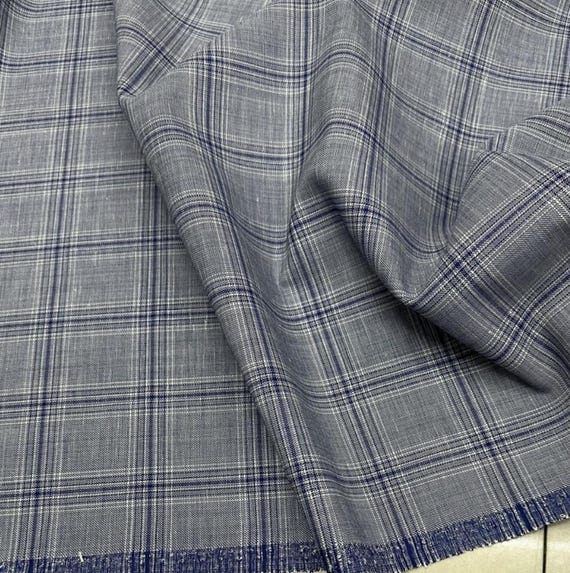 Plaid Wool linen fabric by the yard