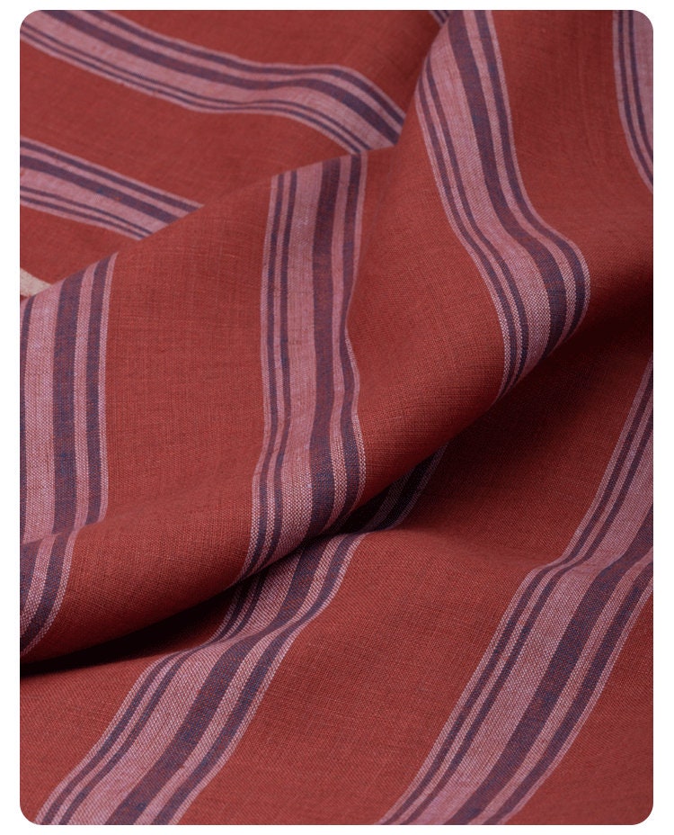 Striped linen fabric by the yard Etsy