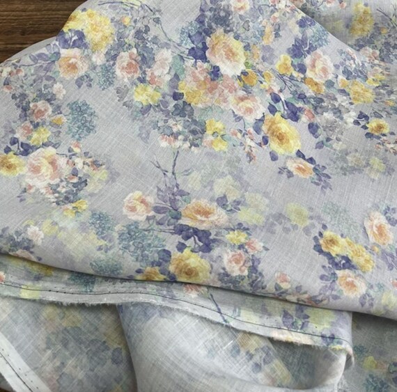Print ramie fabric by the yard for blouses, dresses,  skirts, clothes fabric