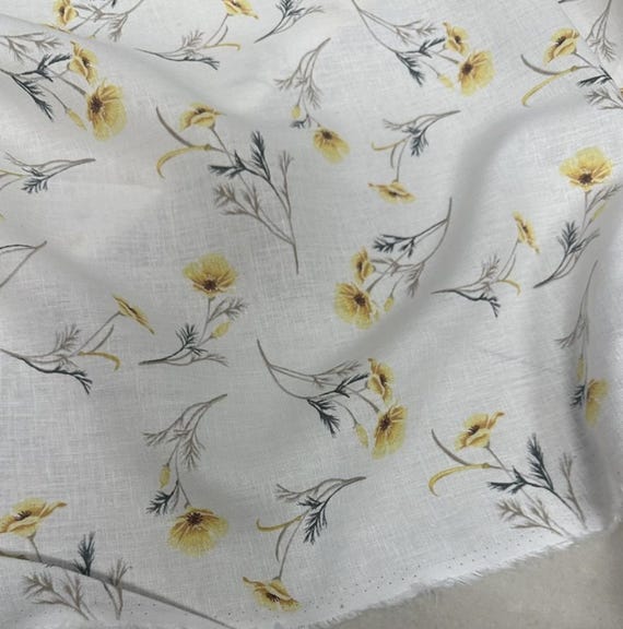 Floral Linen fabric by the yard