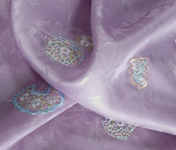 Embroidery jacquard silk fabric by the yard