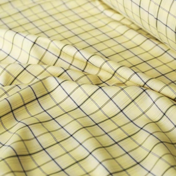 Plaid Worsted Wool Fabric, Grid Gingham, By The Yard