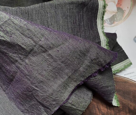 Yarn dyed iridescent linen fabric by the yard