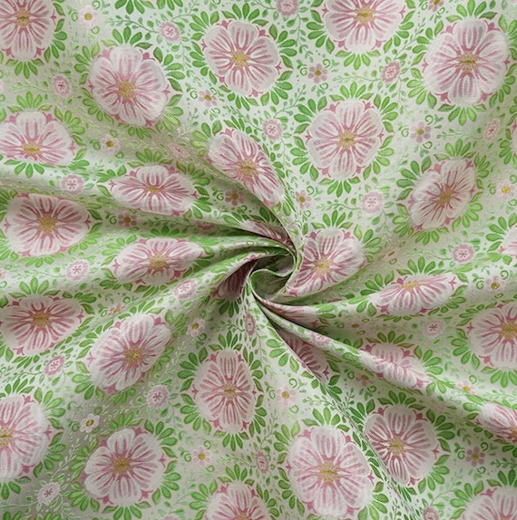 Jacquard floral fabric by the yard